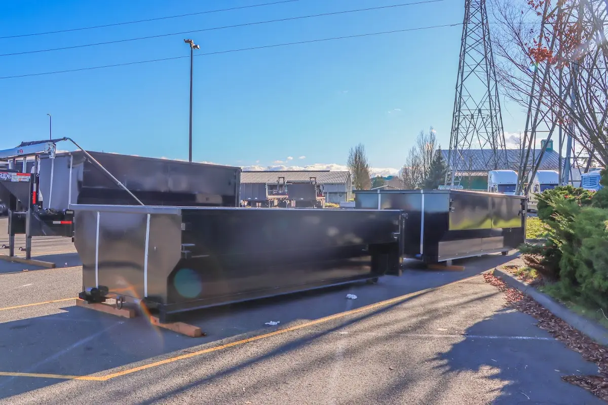 Roll-off dumpster ready for waste disposal at job site for 2 Yard Dumpster Rental in Muhlenberg
